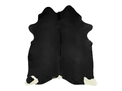 Alfombra de piel de vaca auténtica negra 150 x 170 cm