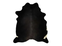 Alfombra de piel de vaca auténtica negra 150 x 170 cm