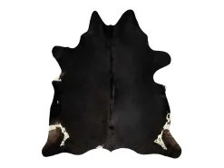 Alfombra de piel de vaca auténtica negra 180x220 cm