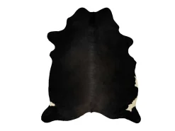 Alfombra de piel de vaca auténtica negra 180x220 cm ES73466