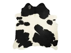 Alfombra de piel de vaca real negro y blanco 150x170 cm