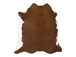 Alfombra de piel de vaca auténtica marrón y blanco 150x170 cm