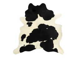 Alfombra de piel de vaca real negro y blanco 150x170 cm ES87710