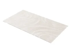 Alfombra de piel sintética en relieve con patrones circulares, 120 x 160 cm, Beige, PAOLISI