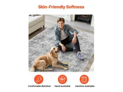 Alfombra de Salón SucceBuy, 2,7 x 3,7 m, Alfombra Grande para Dormitorio, Lavable, Antideslizante, Suave y Cómoda, Estilo Bohemio, para Dormitorio, Gris