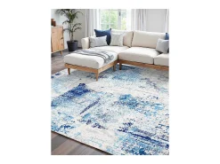 Alfombra de Salón SucceBuy, 1,5 x 2,1 m, Alfombra Grande para Dormitorio, Lavable, Antideslizante, Suave y Cómoda, Estilo Moderno, para Dormitorio, Azul