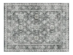 Alfombra de Salón SucceBuy, 2,4 x 3 m, Alfombra Grande para Dormitorio Lavable y Antideslizante, Suave y Cómoda, Estilo Vintage, para Dormitorio, Entrada, Gris