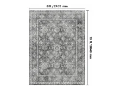 Alfombra de Salón SucceBuy, 2,4 x 3 m, Alfombra Grande para Dormitorio Lavable y Antideslizante, Suave y Cómoda, Estilo Vintage, para Dormitorio, Entrada, Gris