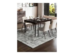 Alfombra de Salón SucceBuy, 2,4 x 3 m, Alfombra Grande para Dormitorio Lavable y Antideslizante, Suave y Cómoda, Estilo Vintage, para Dormitorio, Entrada, Gris