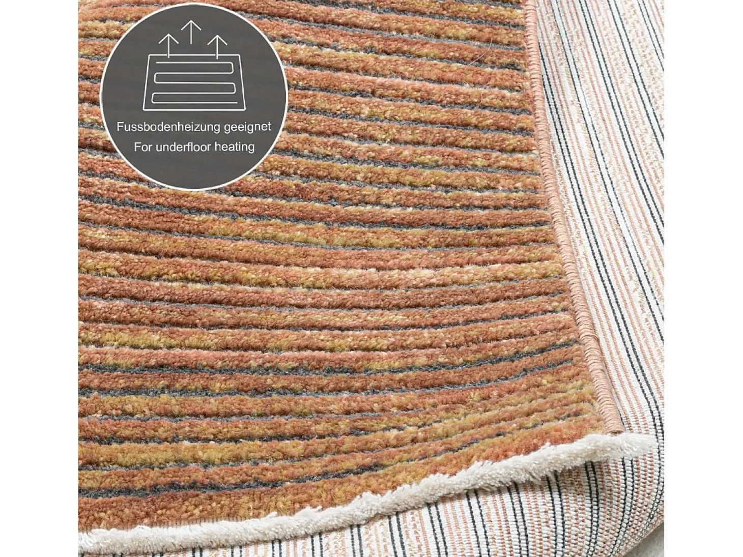 Alfombra de tejido plano con aspecto corto 80x280 cm Óxido Corduletta