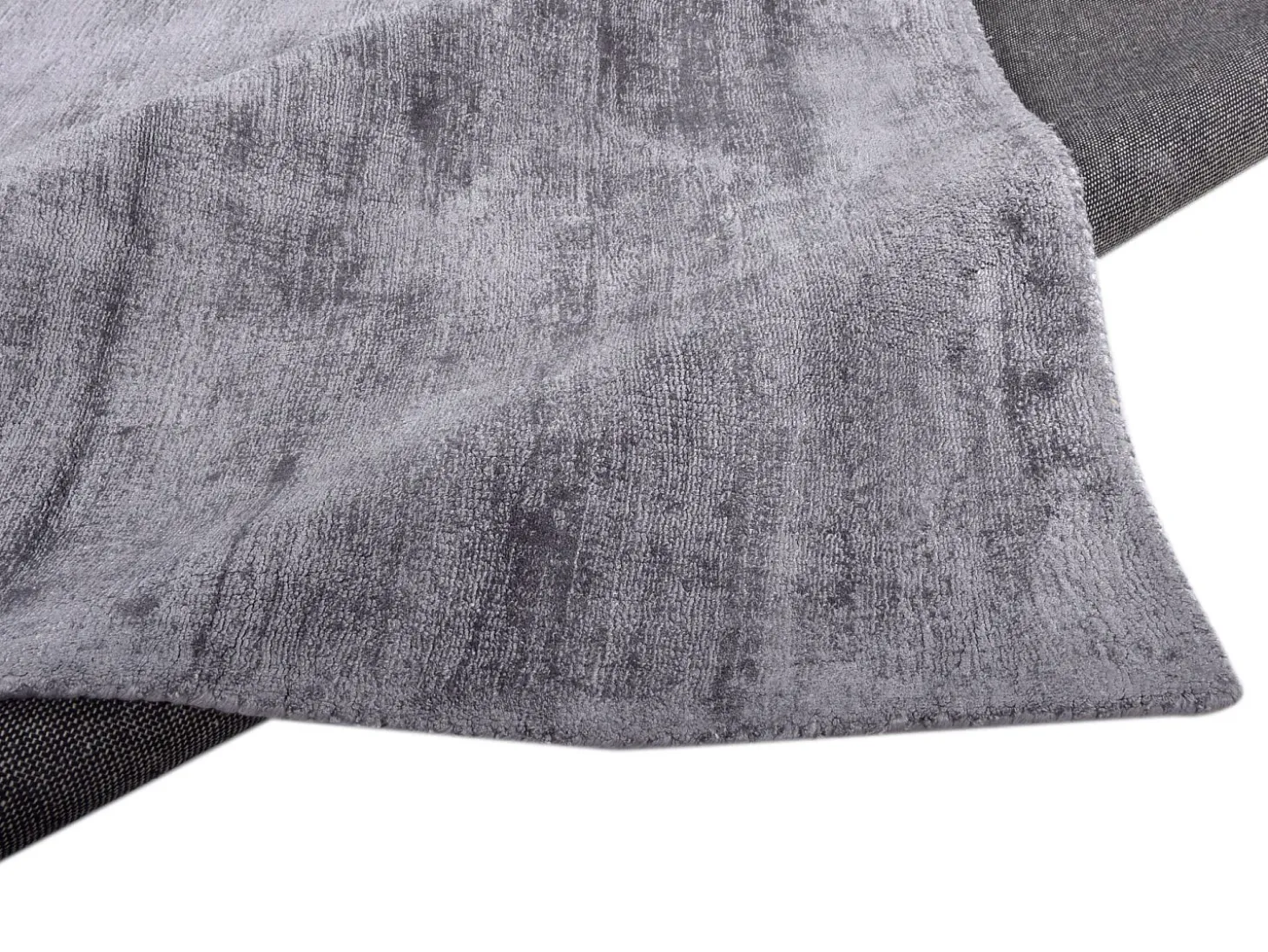 Alfombra de viscosa tejida a mano 65x135 cm Antracita Shine