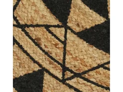 Alfombra de yute hecha a mano con estampado negro 150 cm