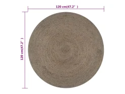 Alfombra de yute hecha a mano redonda 120 cm gris