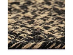 Alfombra de yute hecha a mano negra y natural 90 cm