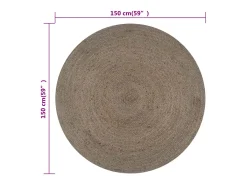 Alfombra de yute tejida a mano redonda 150 cm gris