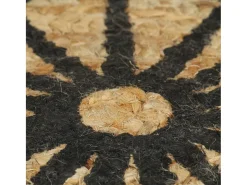 Alfombra de yute tejida a mano con estampado negro 150 cm