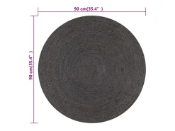 Alfombra de yute tejida a mano 90 cm gris oscuro