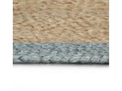 Alfombra de yute tejida a mano con borde verde oliva 150 cm