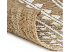 Alfombra de yute tejida a mano con estampado blanco 90 cm ES69136