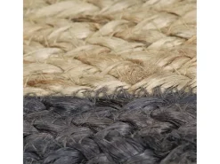 Alfombra de yute tejida a mano con borde gris oscuro 90 cm