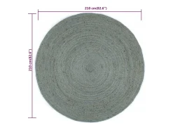 Alfombra de yute tejida a mano redonda verde oliva 210 cm