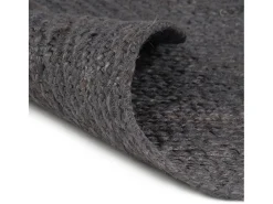 Alfombra de yute tejida a mano redonda gris oscuro 210 cm