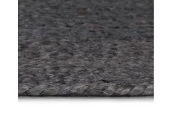 Alfombra de yute tejida a mano redonda gris oscuro 210 cm