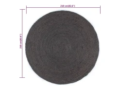 Alfombra de yute tejida a mano redonda gris oscuro 210 cm