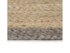 Alfombra de yute tejida a mano con borde gris 150 cm
