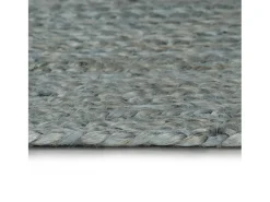 Alfombra de yute tejida a mano redonda verde oliva 240 cm ES28315
