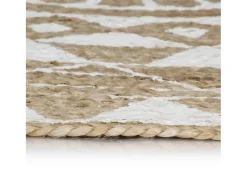 Alfombra de yute tejida a mano con estampado blanco 120 cm ES62763