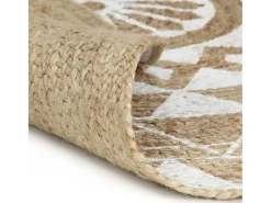 Alfombra de yute tejida a mano con estampado blanco 120 cm ES62763
