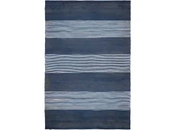 Alfombra de yute tejida a mano KOCHI - 200 x 290 cm - Azul marino y blanco