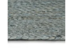 Alfombra de yute tejida a mano redonda verde oliva 90 cm ES47299