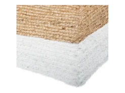 Alfombra decorativa de yute natural 120x170 cm con borde blanco de algodón, grosor 1 cm, estilo auténtico y natural