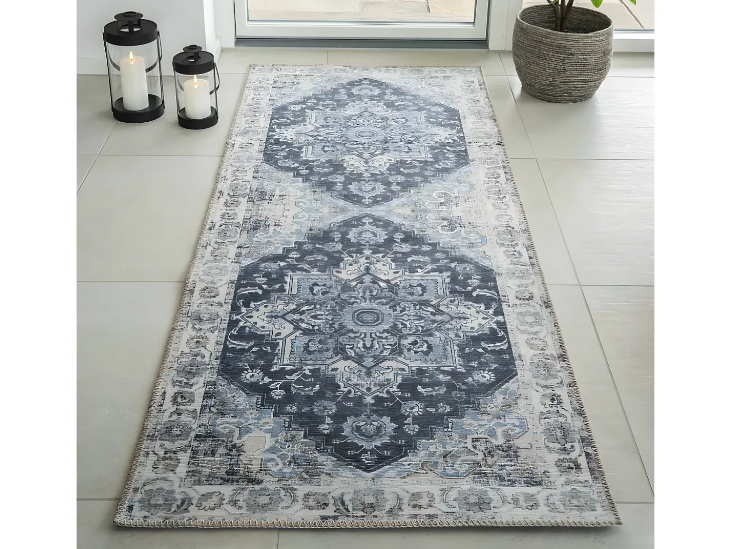 Alfombra del corredor azul 80 x 200 cm