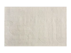 Alfombra en relieve 100% lana tufted a mano motivo abstracto, 200 x 290 cm, Marfil, LISANDRA
