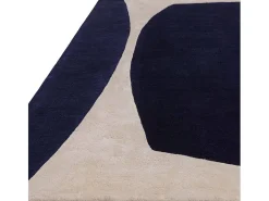 Alfombra geométrica de lana y viscosa - 160x230cm - azul marino, crema - Matrix Signature