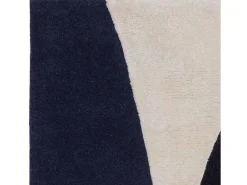 Alfombra geométrica de lana y viscosa - 200x290cm - azul marino, crema - Matrix Signature