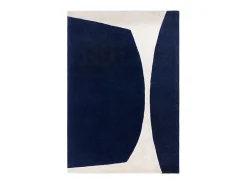 Alfombra geométrica de lana y viscosa - 200x290cm - azul marino, crema - Matrix Signature