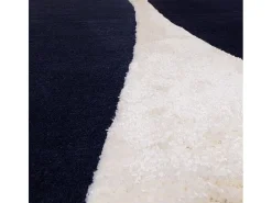 Alfombra geométrica de lana y viscosa - 120x170cm - azul marino, crema - Matrix Signature