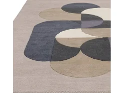 Alfombra geométrica, hecha a mano 100% lana - 200x290cm - gris, azul, negro, beige, crema - Matrix Statement