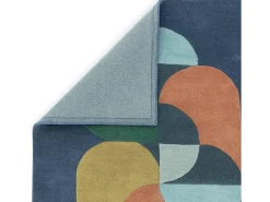 Alfombra geométrica, hecho a mano 100% lana - 200x290cm - azul, verde, crema, naranja, oro - Matrix Statement