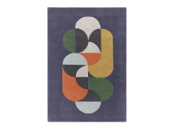 Alfombra geométrica, hecho a mano 100% lana - 160x230cm - azul, verde, crema, naranja, oro - Matrix Statement