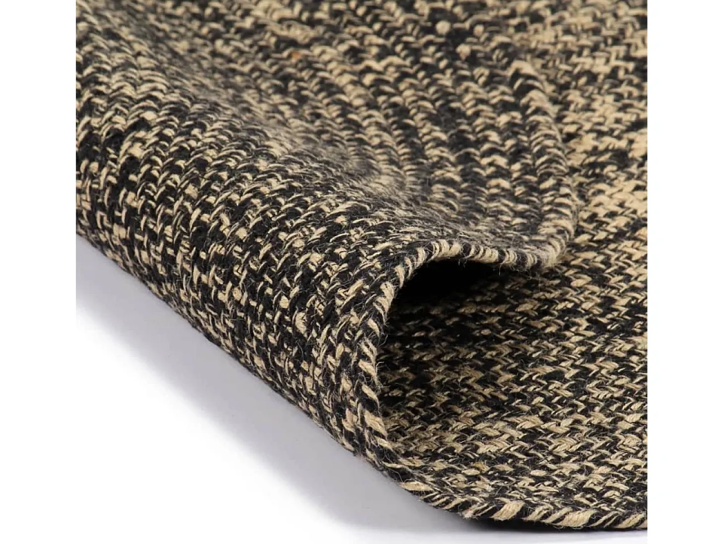Alfombra hecha a mano de yute negra y natural 150 cm ES98933