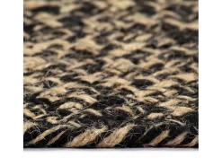 Alfombra hecha a mano de yute negra y natural 150 cm