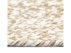 Alfombra hecha a mano de yute blanca y natural 120 cm