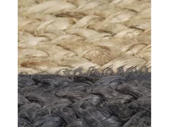 Alfombra hecha a mano de yute con borde gris oscuro 150 cm ES16933