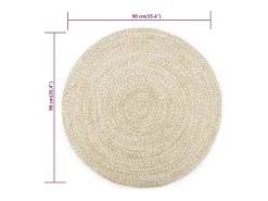 Alfombra hecha a mano de yute blanca y natural 90 cm