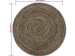 Alfombra hecha a mano de yute marrón y negro 240 cm ES66263